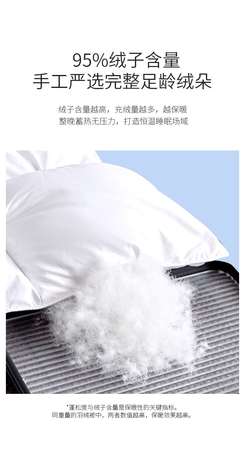 【中国直邮】Lullabuy扭花鹅绒被子 100%匈牙利白鹅鹅绒  蓬松保暖 白色 Full/Queen Size 4KG