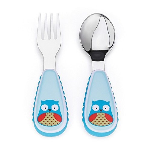 SKIP HOP Baby Zoo Little Kid and Toddler Fork and Spoon Utensil Set-- Otis Owl