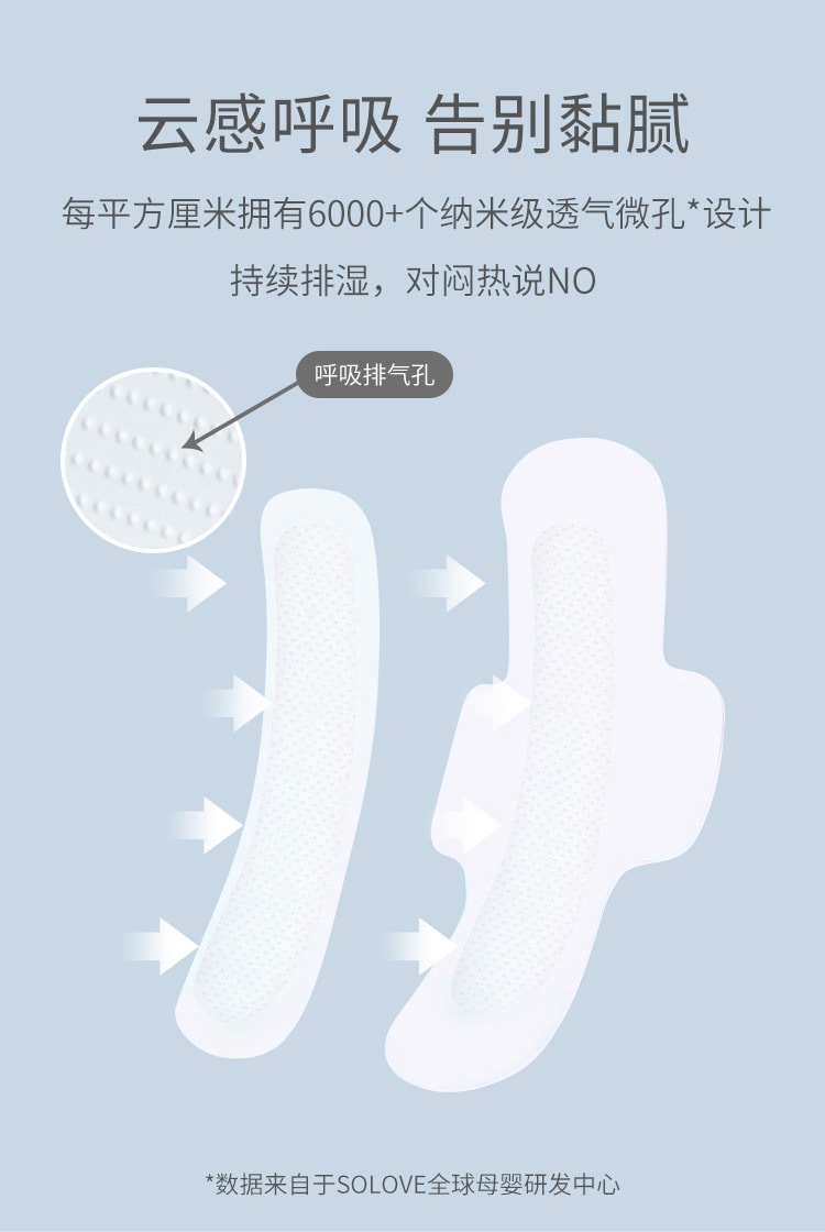 SOLOVE米菲 纯棉夜用卫生巾 35cm (6片装) 国内品牌更适合国人