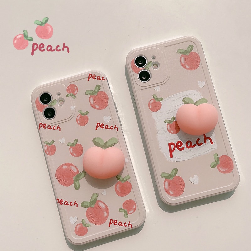 【中國直郵】立體桃子捏捏樂解壓手機殼適用蘋果iPhone 13promax