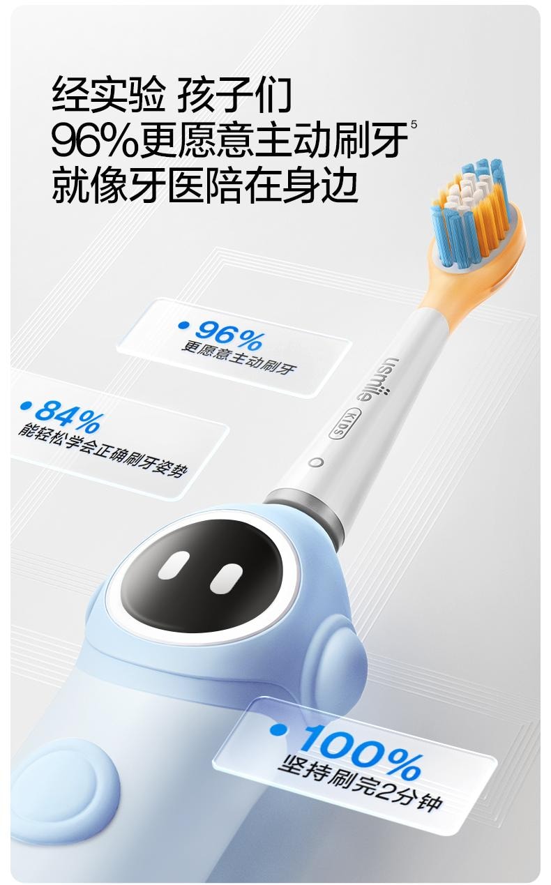 【美國直郵】 USMILE 笑容加Q10兒童電動牙刷 藍色 1支裝
