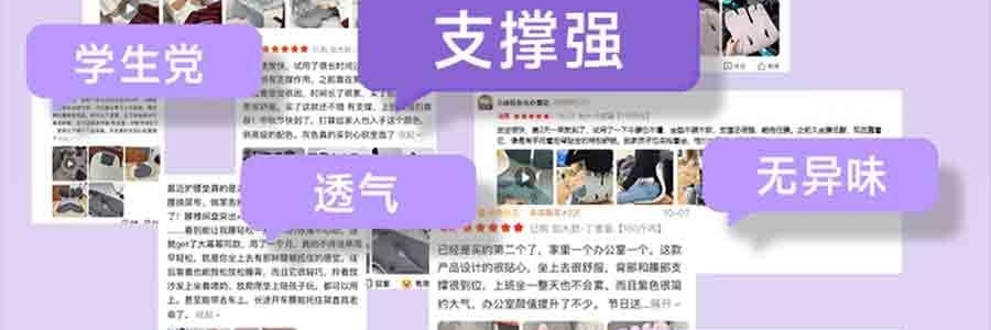 BKT 人體工學護腰坐墊靠背 久坐神器坐姿托 多種椅子適用 363*327*333mm 標準款丁香紫【楊冪同款 故宮聯名】