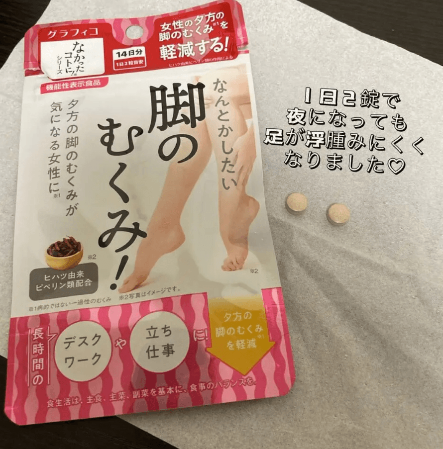 【日本直邮】GRAPHICO新品消肿丸针对腿脚肿胀适合长时间站立的女士 28粒