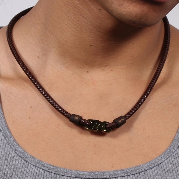 MODA Titanium Necklace Brown 17 inch
