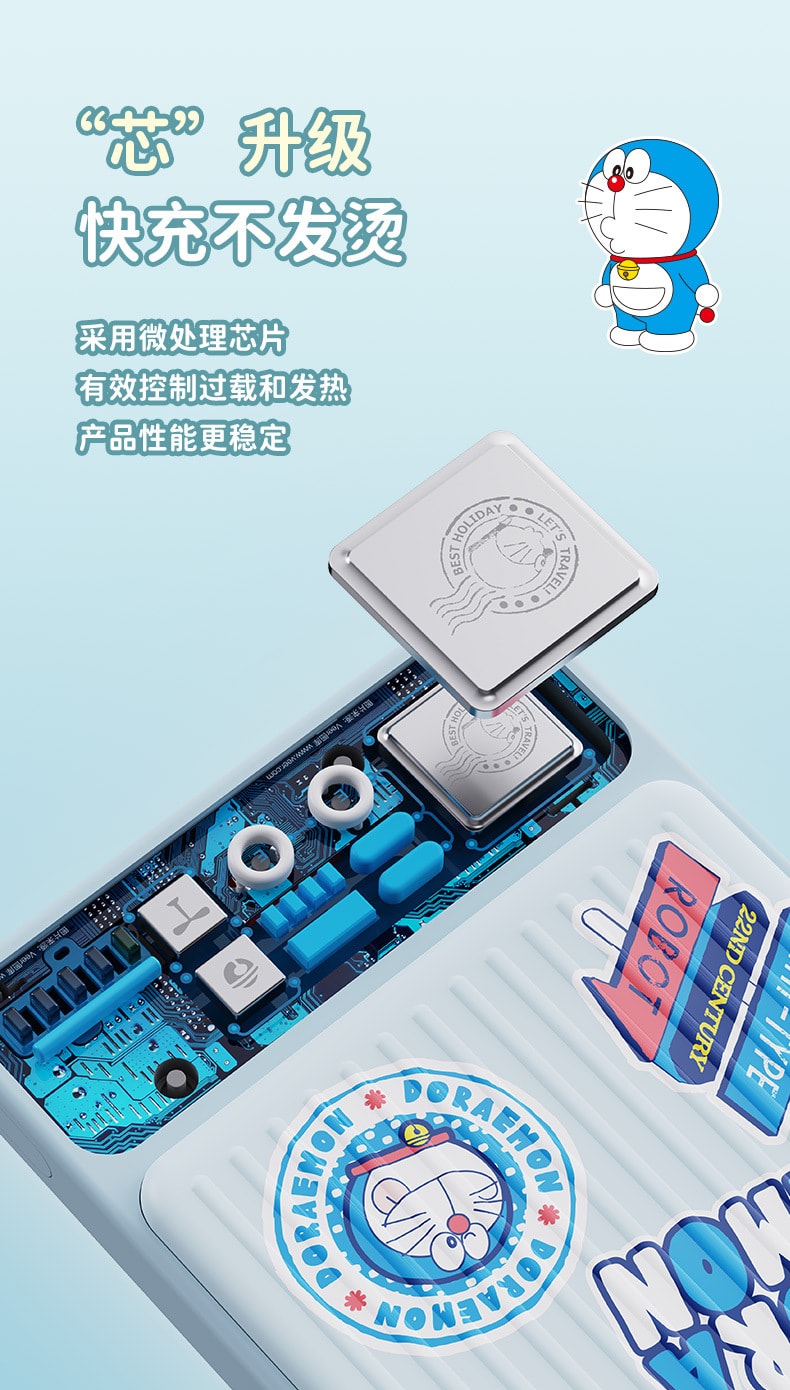 【中國直郵】哆啦A夢 源頭充電寶10000mAh 快充行動電源 藍色