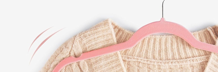 植絨衣架衣掛 無痕防滑 撐晾衣服 淺粉色 塑膠PET 蘭鋅鉤 17.5" 20個