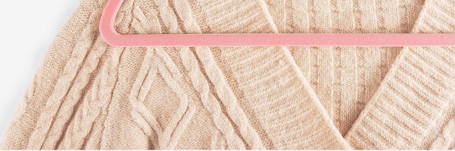 植絨衣架衣掛 無痕防滑 撐晾衣服 淺粉色 塑膠PET 蘭鋅鉤 17.5" 20個