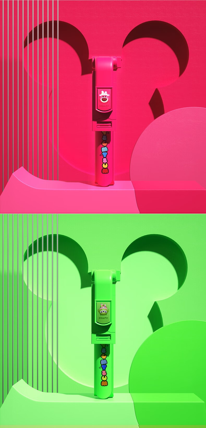 【中國直郵】Disney/迪士尼 藍牙拍攝穩定防手震自拍棒三腳架360度旋轉迷你拍照手機直播 草莓熊