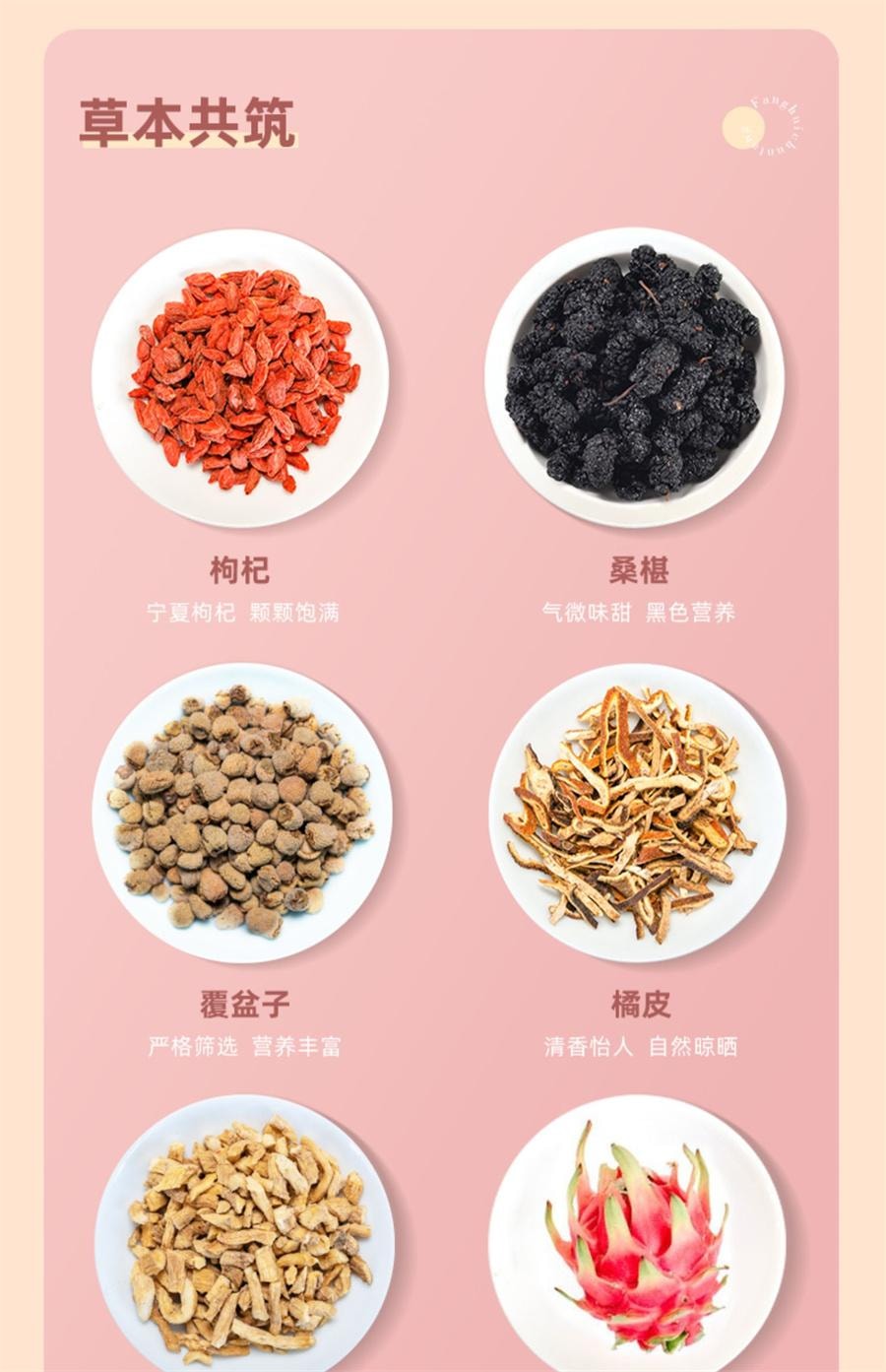 【中国直邮】 方回春堂 桃容茶玫瑰花茶女秋冬养生人参红枣枸杞泡茶包   10g*14袋/盒