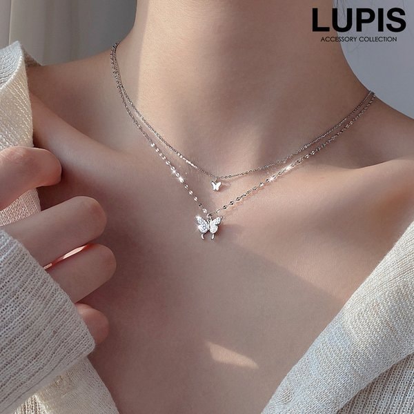 【日本直邮】LUPIS 蝴蝶双链叠带锁骨链