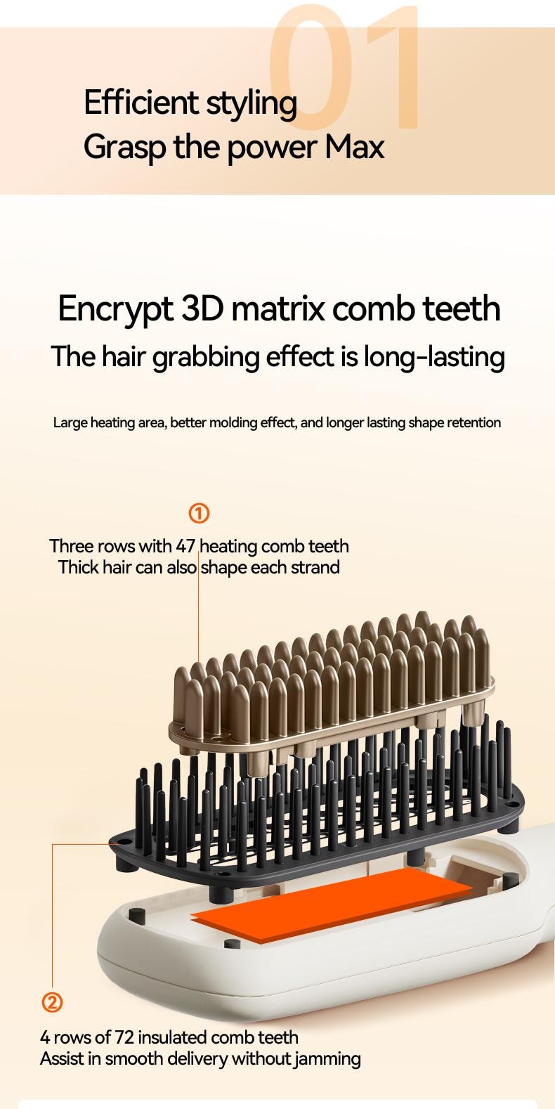 金米 直板夾 捲髮棒 持久電梳子 不傷髮 家用小型直髮梳 KD680C 1台