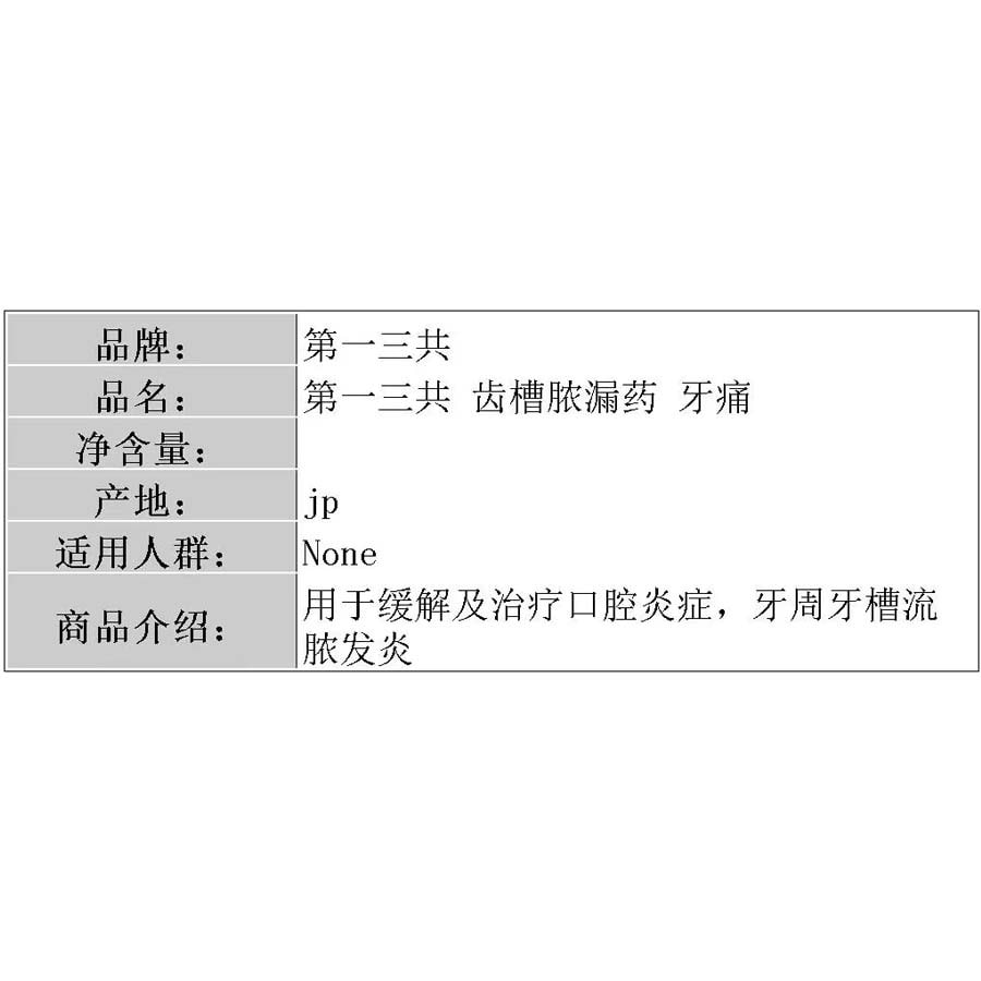 【日本直郵】第一三共 DAIICHI-SANKYO 日本齒科口腔用劑 緩解牙齦炎齒槽膿瘍牙齦紅腫 8g