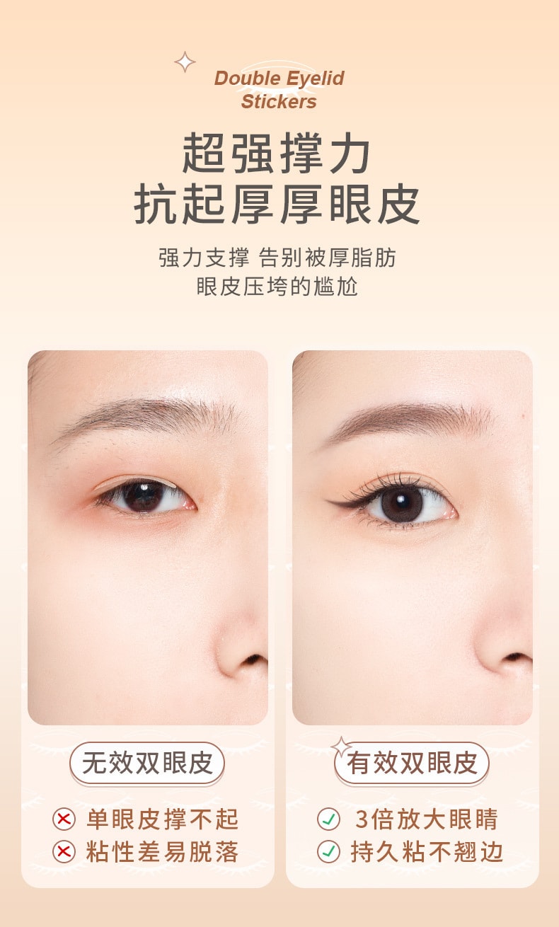 【中國直郵】健美創研 雙眼皮貼無痕隱形小內雙自然持久 (L長寬型180貼)