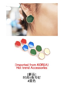 KOREA Circle and Triangle Chain Drop Earrings #Gold [Free Shipping]