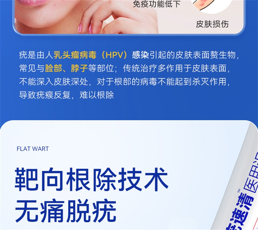 快医生 扁平疣去除膏一抹灵去尤瘊小肉粒神器去疣药膏去脖子上长丝状跖疣 20g/支