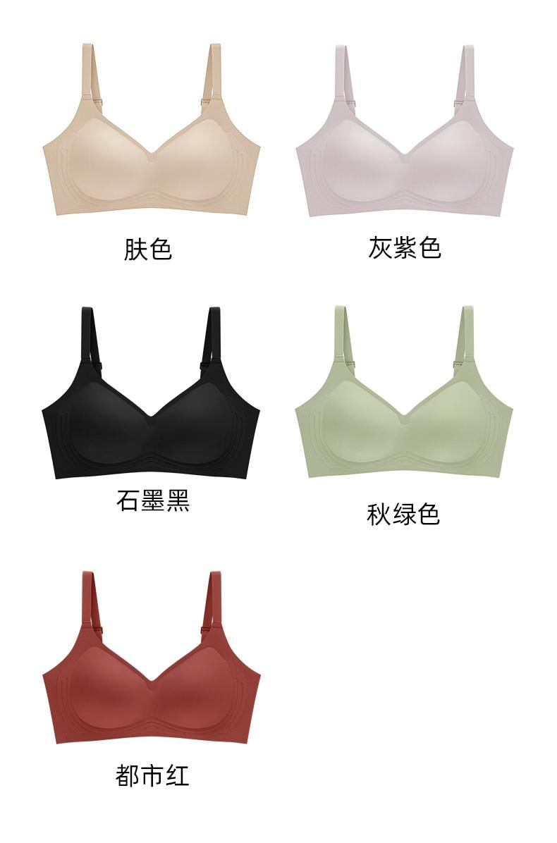 幸棉灰紫色M码薄款贴贴杯文胸女舒适无痕收副乳文胸小胸聚拢无钢圈软支撑内衣