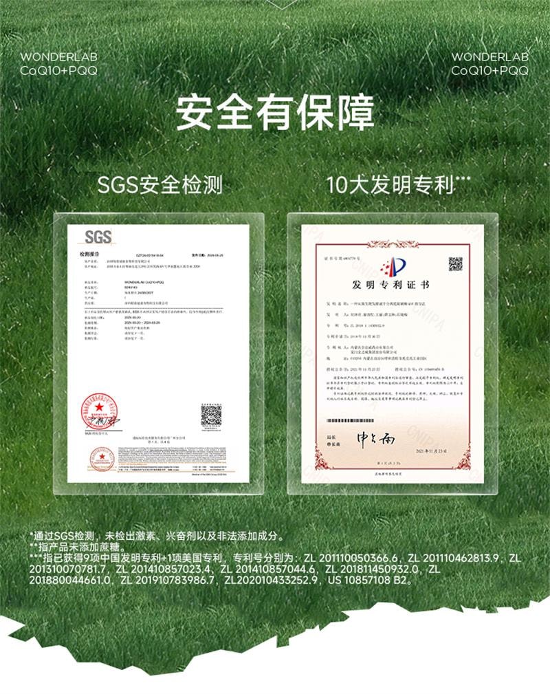 【中國直郵】 WONDERLAB 輔酶Q10保護心臟血管PQQ熬夜保健品軟膠囊 60粒/瓶