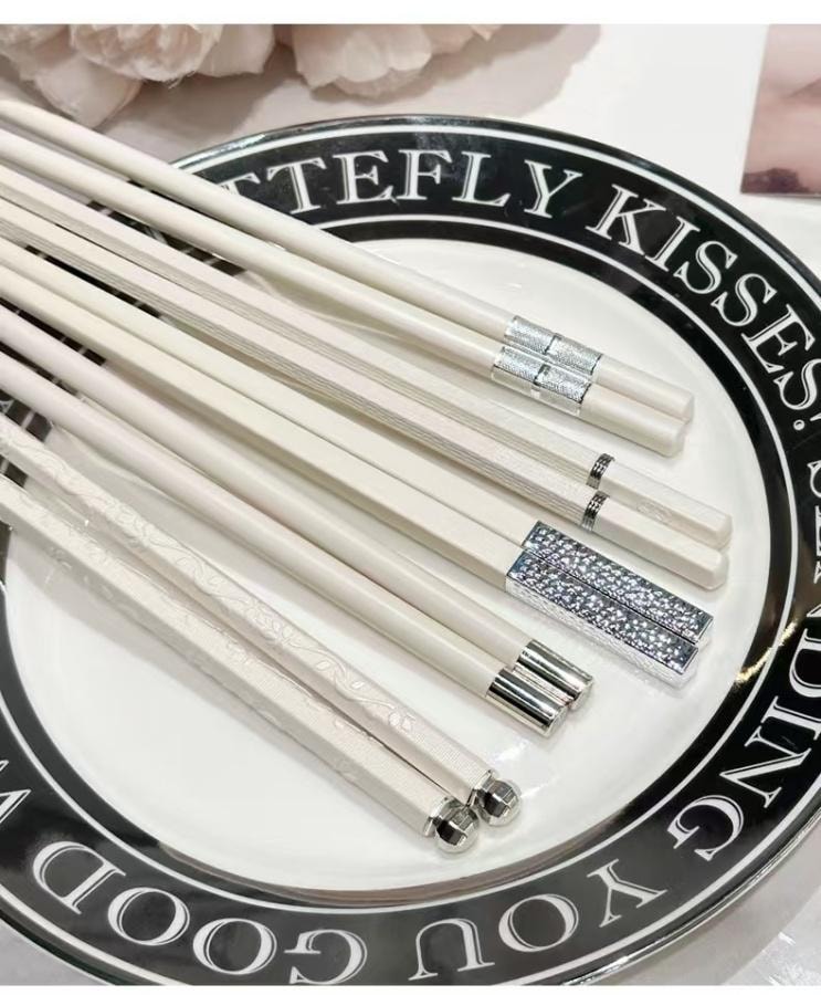  沁園庭 簡約輕奢金銀款筷子10雙 1包裝 耐高溫抗菌防黴 國貨精品