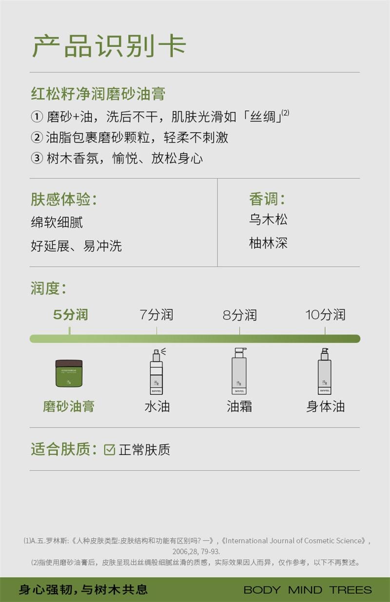 【中国直邮】 浴见 红松籽净润磨砂油膏 香氛身体沐浴去角质清洁 柚林深 200g