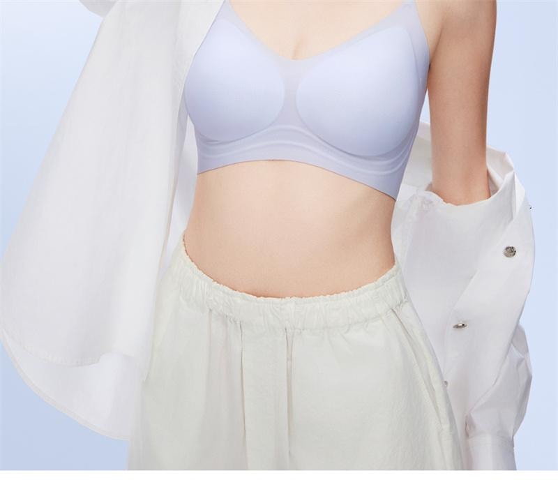 【中国直邮】 草本初色 内衣女霜奶白+梦境黑2件装S码 超薄凉感细肩带小胸聚拢无痕文胸罩