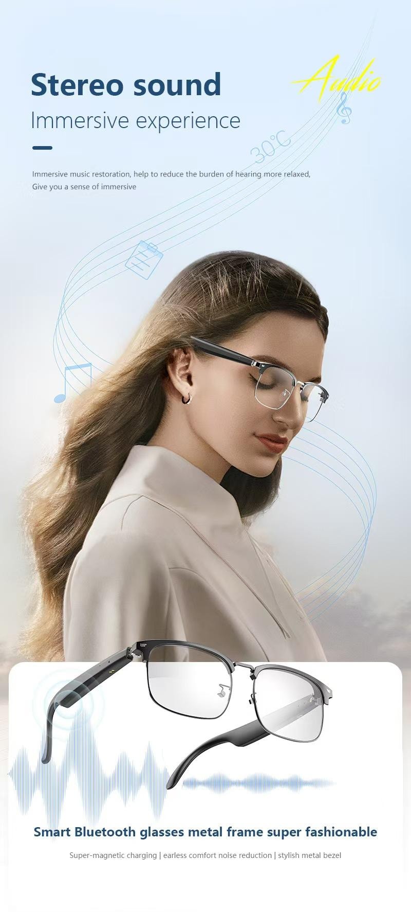 AIJ Choice 美国 智能翻译眼镜 Pro (Smart Translation Glasses Pro) 具备AI翻译功能的眼镜支持144种语言完美适合旅行、商务和学习轻巧设计提供超长6小时续航。