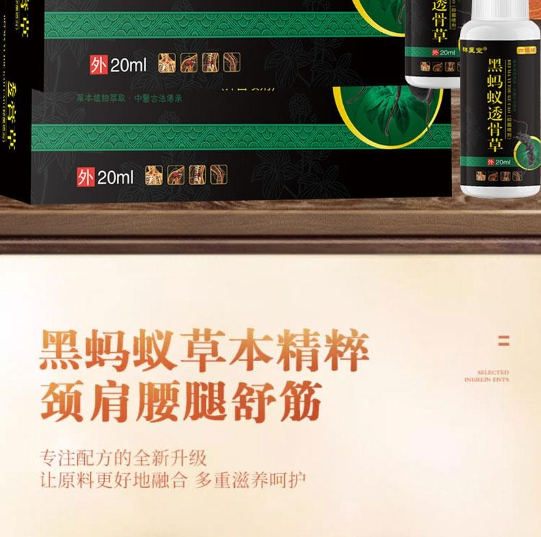 【中国直邮】 祥医堂 黑蚂蚁透骨草抑菌喷雾 颈肩腰腿舒筋 去除风湿 活血止痛 20ml/盒