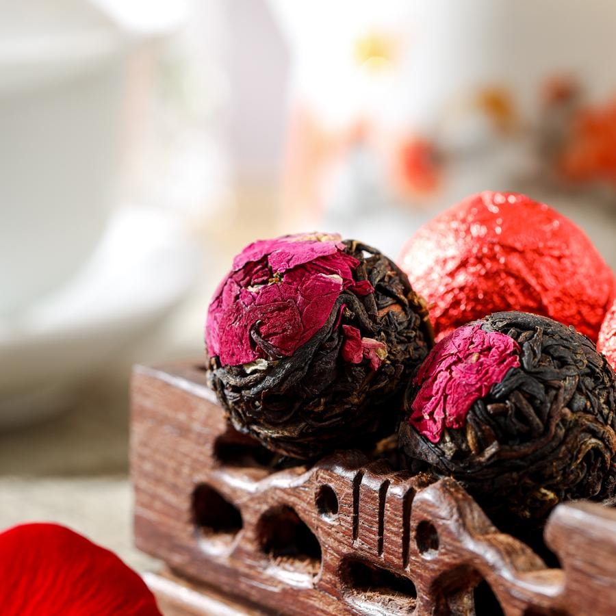 美国仁信昌 云南特产花茶龙珠 滇红玫瑰红茶 400g