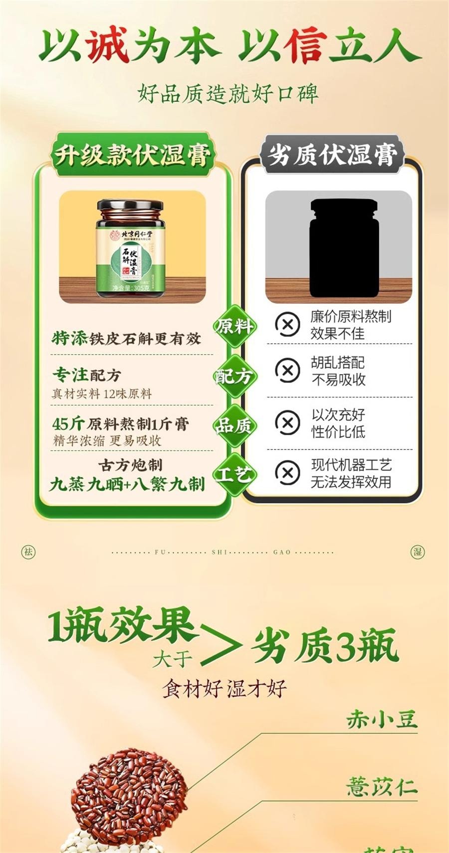 【中国直邮】 北京同仁堂 石斛伏湿膏十二种配料芡实石斛茯苓薏仁伏湿膏健脾祛湿   305g/罐