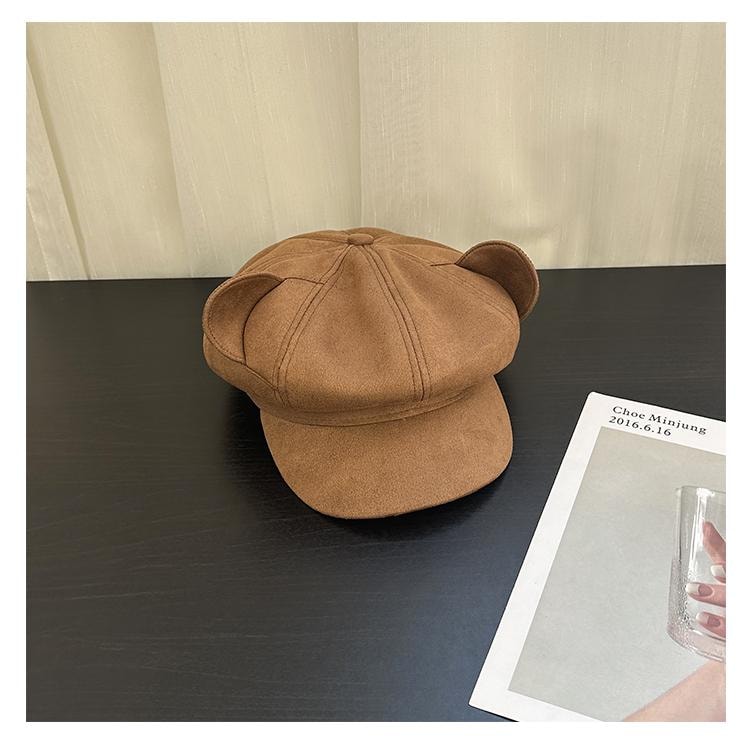  FOXTAIL 小熊耳朵麂皮貝雷帽 氣質 休閒 百搭 春秋冬 寬簷 防曬 保暖 防風 遮陽 1個