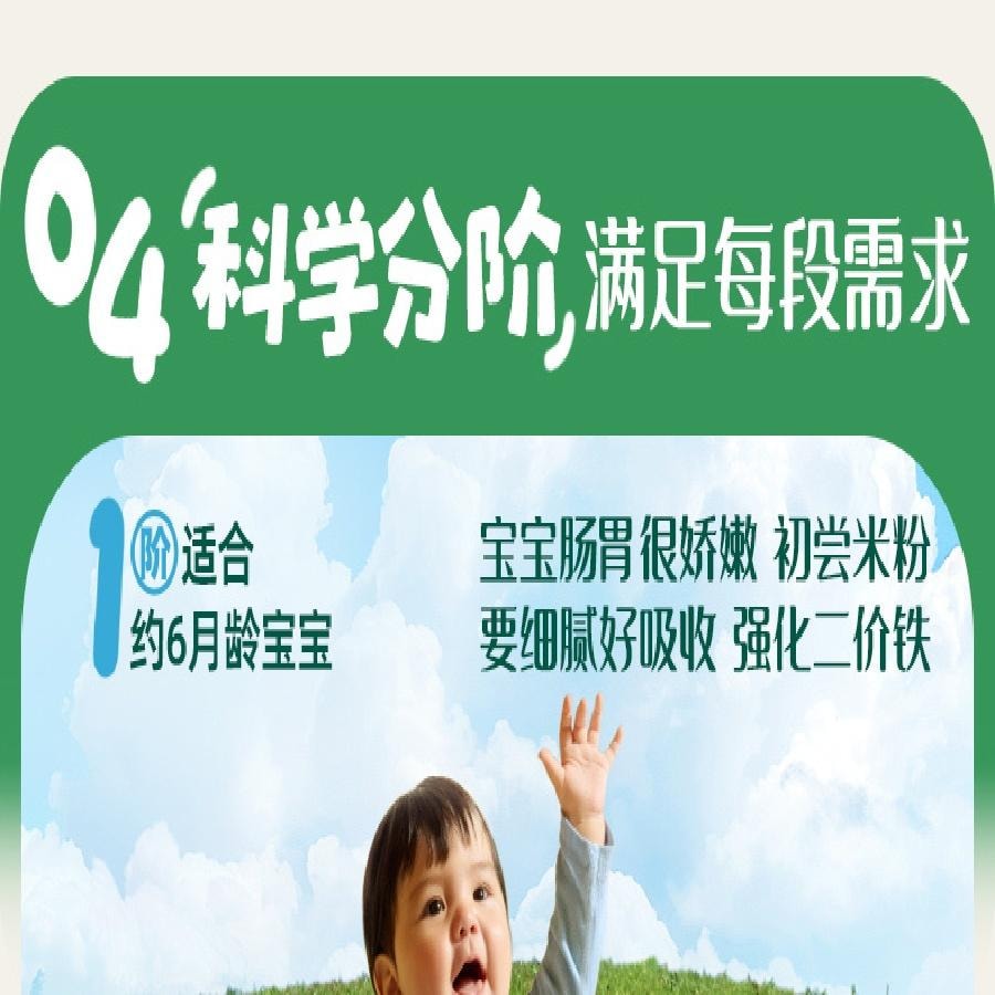 【中國直郵】 英氏 維C加鐵米粉 嬰兒輔食寶寶營養高鐵米粉米糊 罐裝原味258g/罐