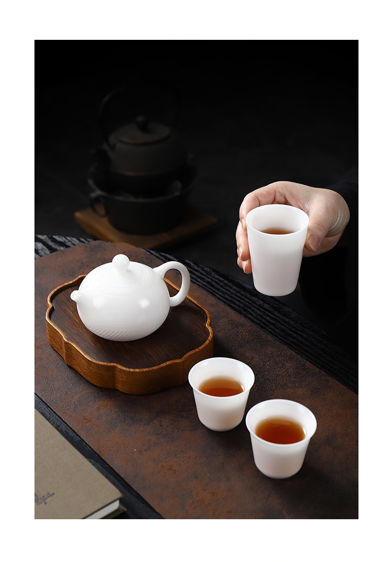 康乐品 世界瓷都白德化  王存旭大师跳刀西施壶 羊脂玉白瓷泡茶壶 简约茶壶单壶功夫茶具礼品