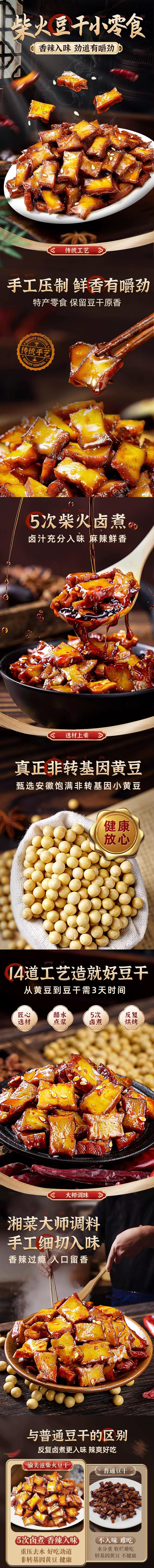 湘卤源 爆款补货柴火豆干 50克*2袋 【香辣解馋 劲道有嚼劲】【下酒聚会必备零食】【越嚼越香柴火豆干 湖南特产】