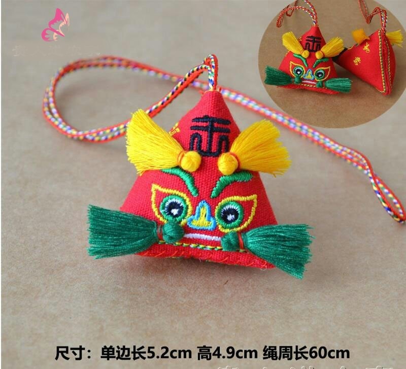 艾草五彩繩 純手工紅色布老虎 趨吉避兇吉祥掛件中華傳統文化飾品滿月禮 一隻