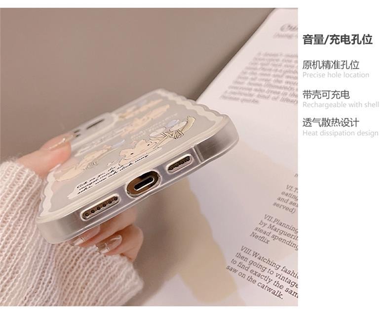 欣月 蘋果矽膠手機殼 相機孔加高保護側邊按鍵獨立設計保護套 Iphone13 Pro Max 透明小兔子標籤