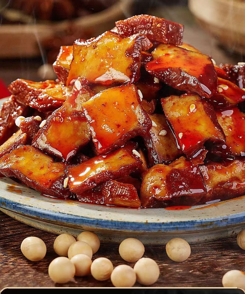 中國 比比贊 湖南特產 柴火芝麻豆乾 筋道彈牙 豆香濃鬱 香辣小包裝約10包 120克