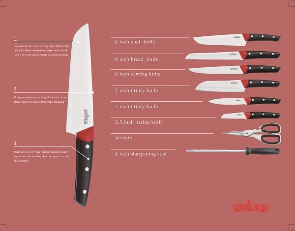 红杉树刀具家用款优质经济系列9件套
