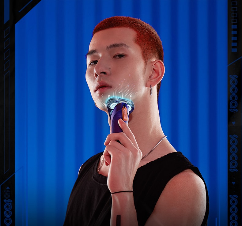 【中国直邮】素士超能自动剃电动剃须刀 S31 紫橙色