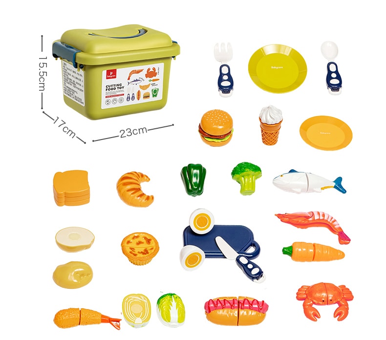 B-version kitchen dishes 16-piece set children's fruit-cutting toys  baby play house kitchen vegetable cutting set 