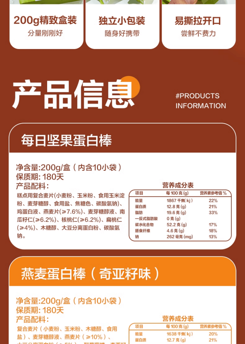 【中國直郵】 良品舖子 每日堅果蛋白棒燕麥穀物棒壓縮餅乾能量棒代餐飽腹零食200g