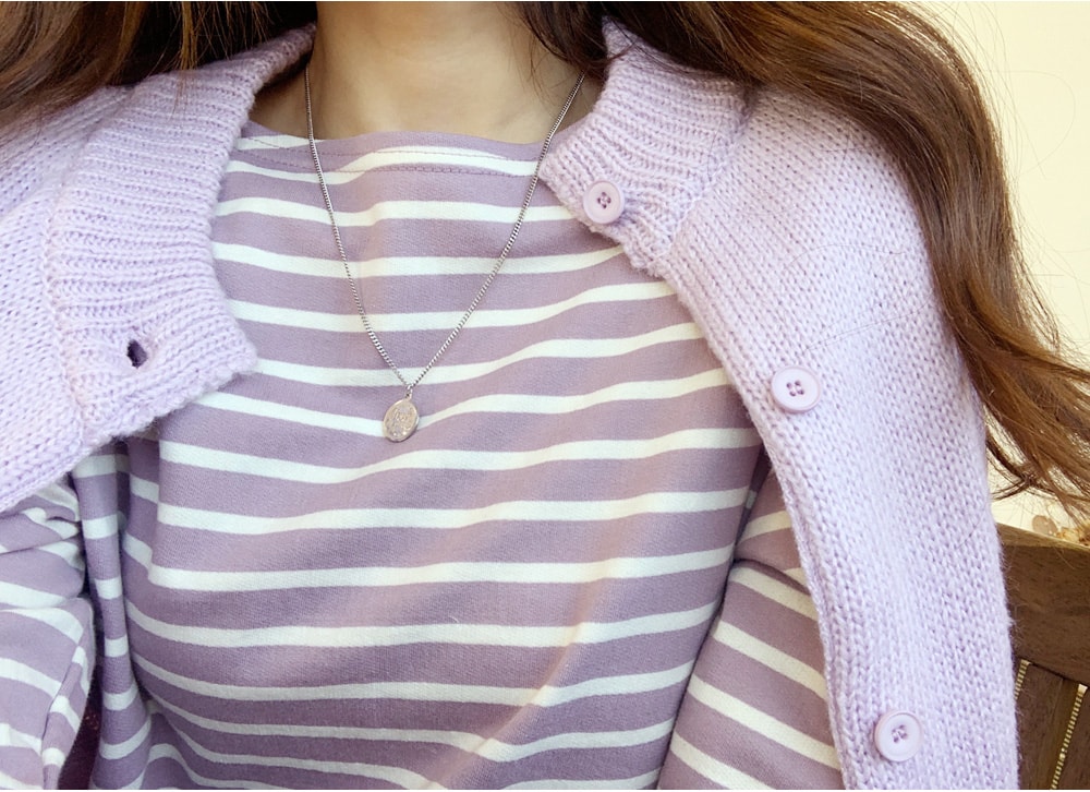 【韩国直邮】MIMIDIDI 圆领纯色短款开襟衫 浅紫色 均码