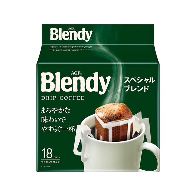【日本直邮】AGF Blendy 挂耳滴落式咖啡 浓缩黑咖啡 原味 醇香浓郁 7g*18包