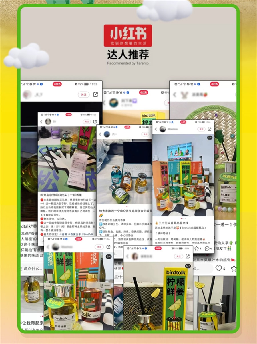 【中國直郵】birdtalk 玩味無火香薰家用室內仙人蹦極臥室男生禮物香氛 檸檬鮮薑150ml/瓶