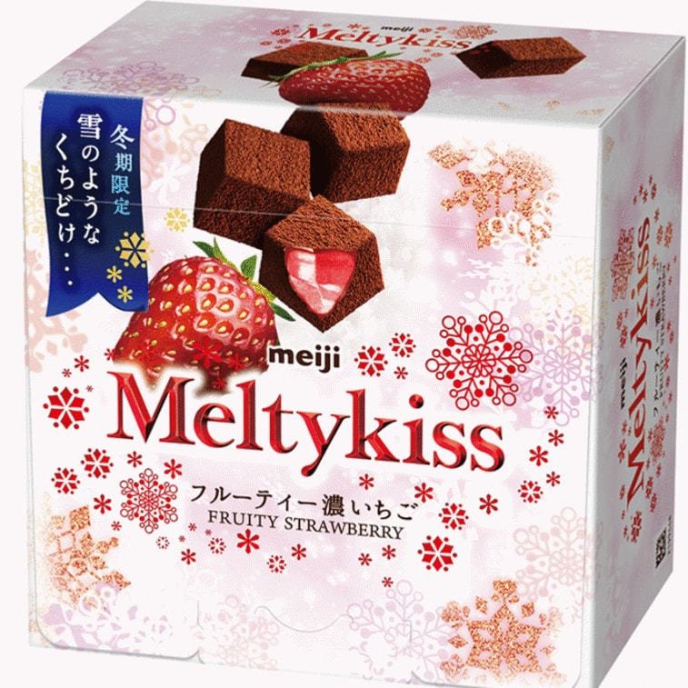 【日本直邮】MEIJI明治 新版 冬季限定 雪吻巧克力 草莓味+原味 56g*2个套餐