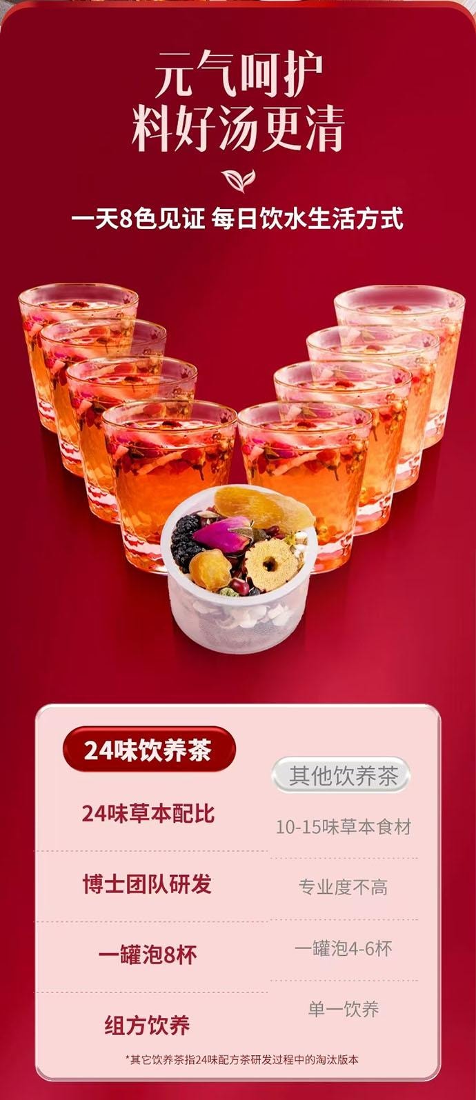 【中国直邮】 固本堂 24味红参玫瑰元气茶 5罐*1盒 84g