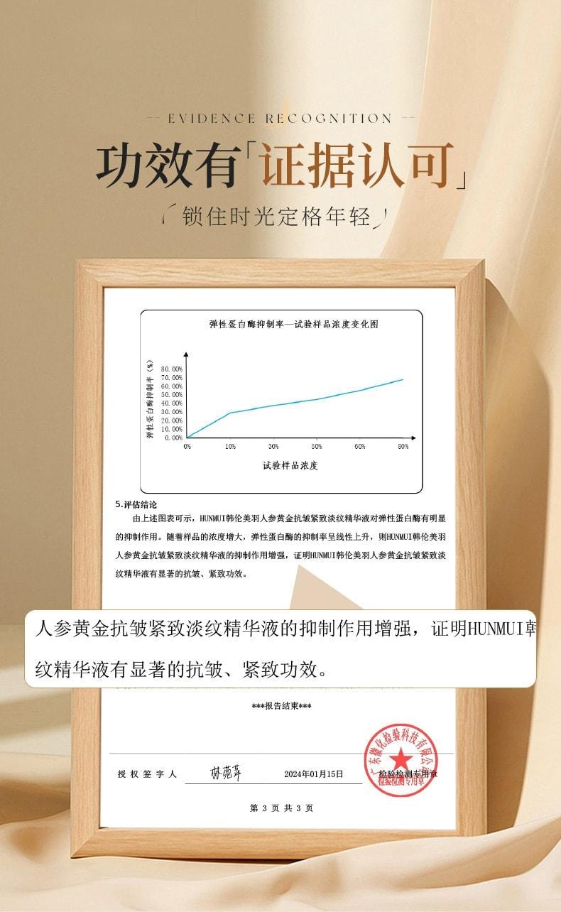 韩伦美羽 人参黄金抗皱紧致淡纹精华液 抗皱抚纹密集保湿人参精华液 50ml/瓶