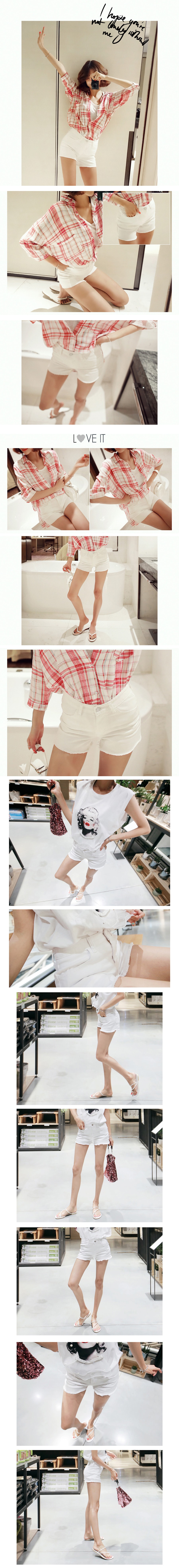 [KOREA] Denim Shorts #White M(27-28) [Free Shipping]
