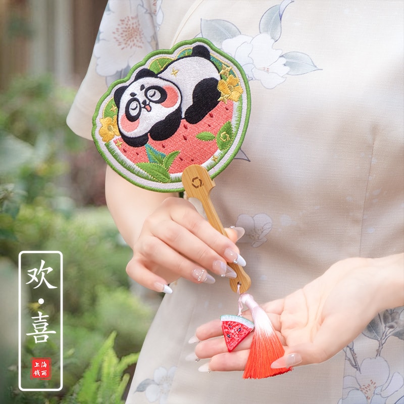 Hand-Shaped Embroidery Fan Decorative Portable Cultural Fan -Lotus Style 1 Piece