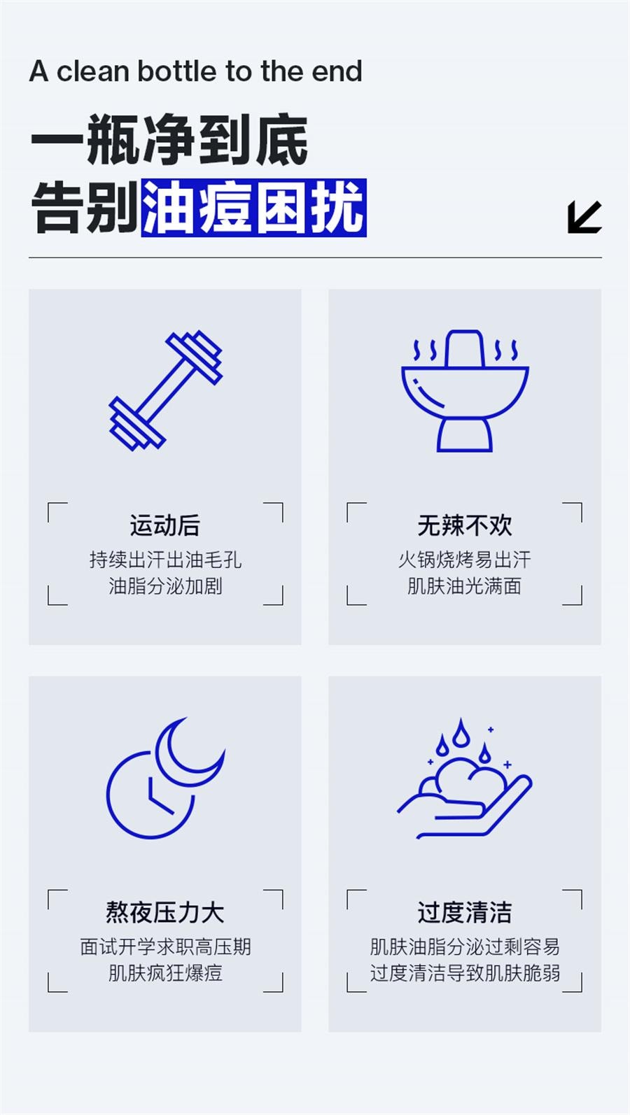 【中国直邮】 海洋至尊 蓝藻水律长效控油洁面露 三棱镜洗面奶男士专用控油祛痘氨基酸洁面乳150g/瓶