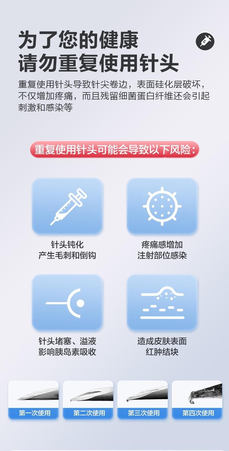 【中国直邮】 可孚 打胰岛素注射笔32G针头4mm通用5司美格鲁肽的糖尿病一次性无痛针7只/盒