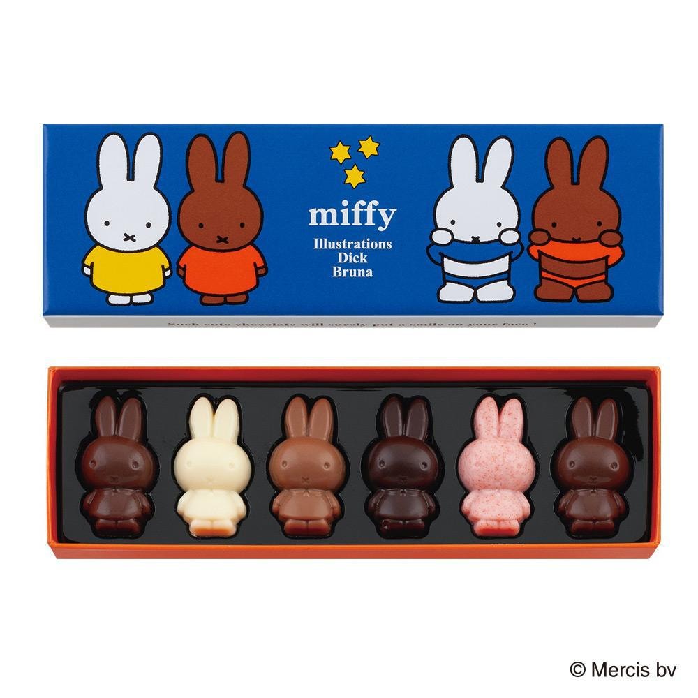 【日本直邮】Morozoff x Miffy米菲联名情人节限定巧克力礼盒 米菲模型长盒 6枚入